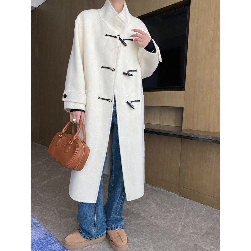 Damen Duffle-Coat Lang Weiches Material Eveloria