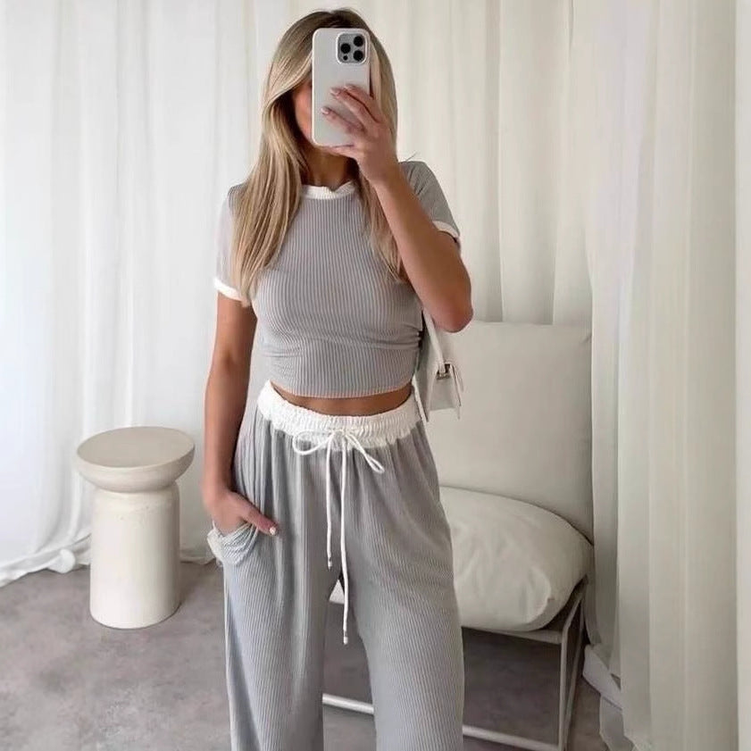 Damen Loungewear-Set Cropped Oberteil Weite Hose Eveloria - Eveloria