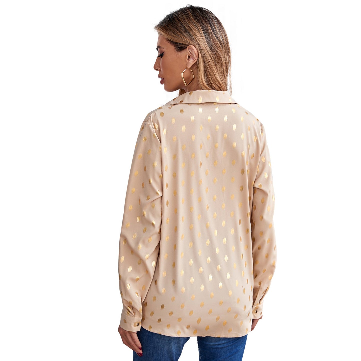 Eveloria Damenbluse Metallic-Druck Schimmernd