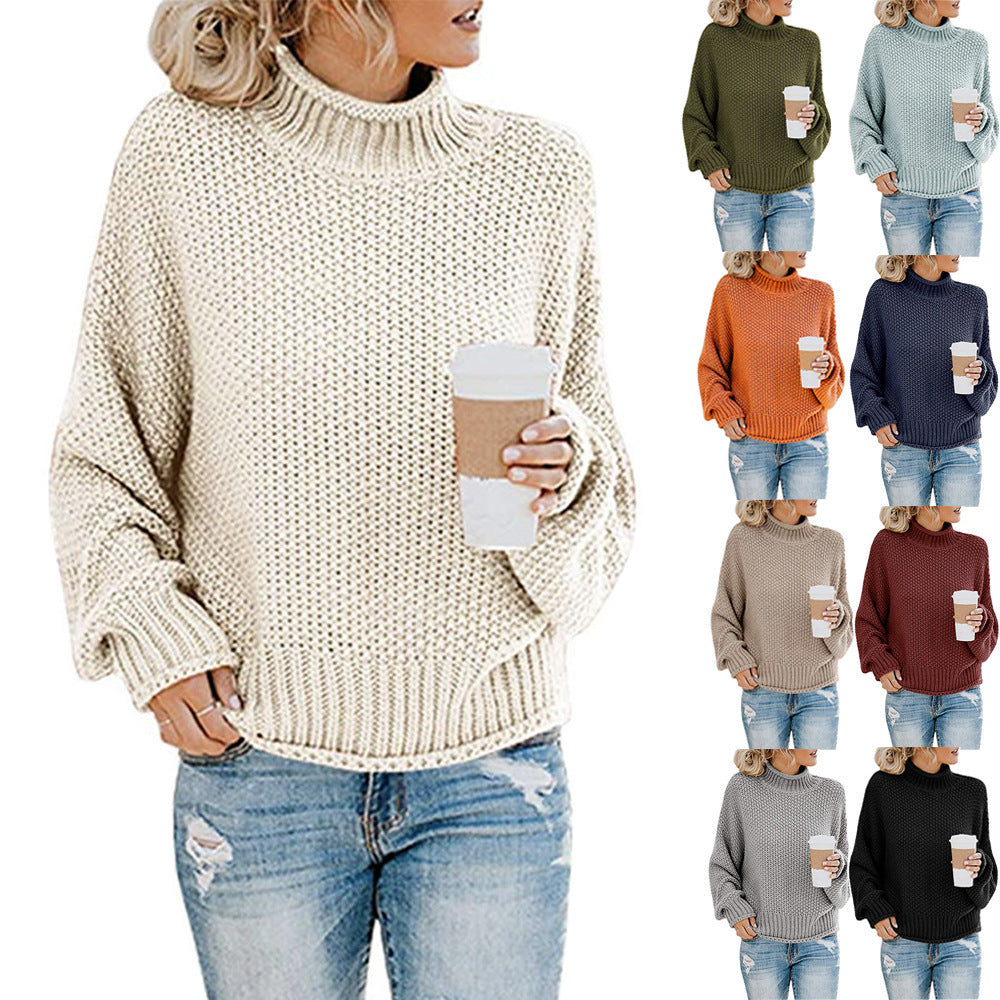Damen Rollkragenpullover Grobgestrickt Lässiger Schnitt - Eveloria