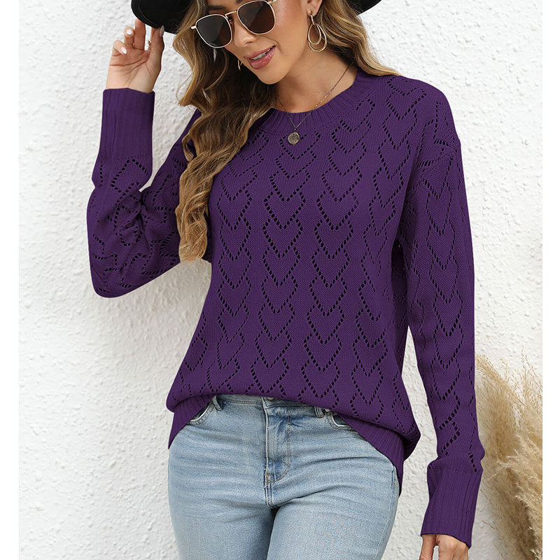Damen Strickpullover Herzmuster Eveloria