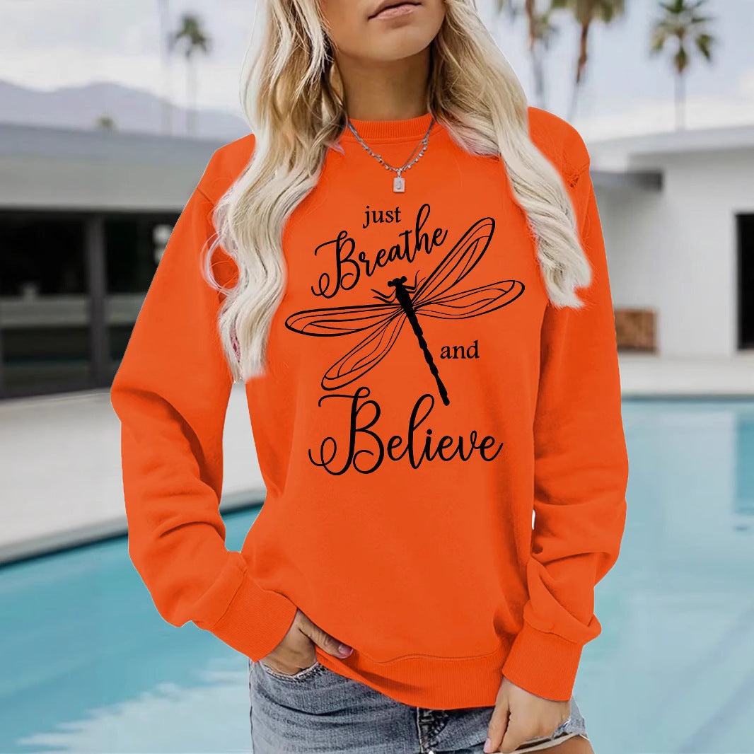Damen Sweatshirt Drachenfliegen-Motiv Lässiger Schnitt Eveloria