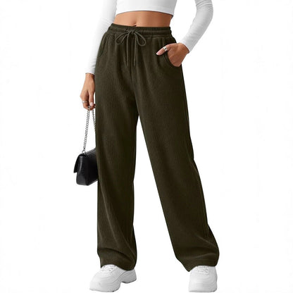 Damen Rippstrick-Hose Breit mit Kordelzug Eveloria