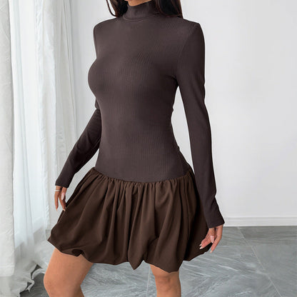 Damen Mini-Kleid Hochtailliert Rüschen Eveloria