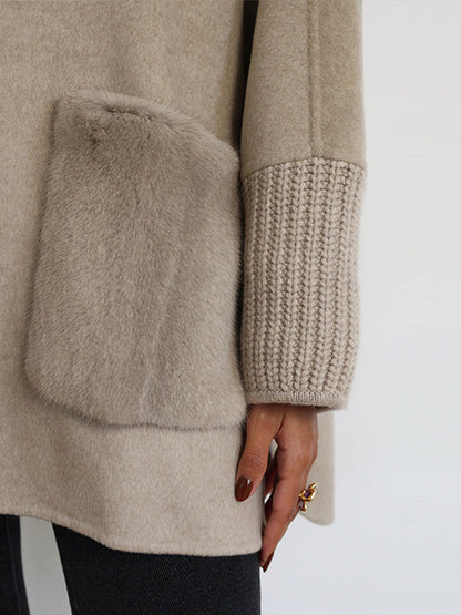 Damen Wolljacke Übergröße Einzigartige Details Eveloria