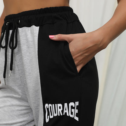 Damen Sport-Jogginghose Elastischer Bund Kontraststreifen