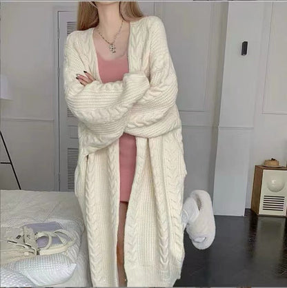 Damen Strickmantel Zopfmuster Lässiger Schnitt - Eveloria