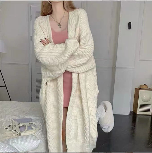 Damen Strickmantel Zopfmuster Lässiger Schnitt - Eveloria
