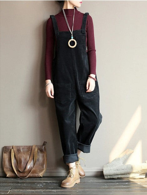 Damen Cord Latzhose Weitbein