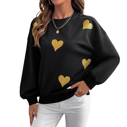 Damen Sweatshirt mit goldenen Herzchen-Print Eveloria