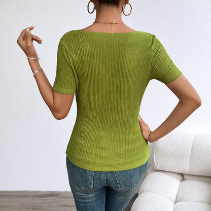 Damen Ripp- V-Ausschnitt Elegant