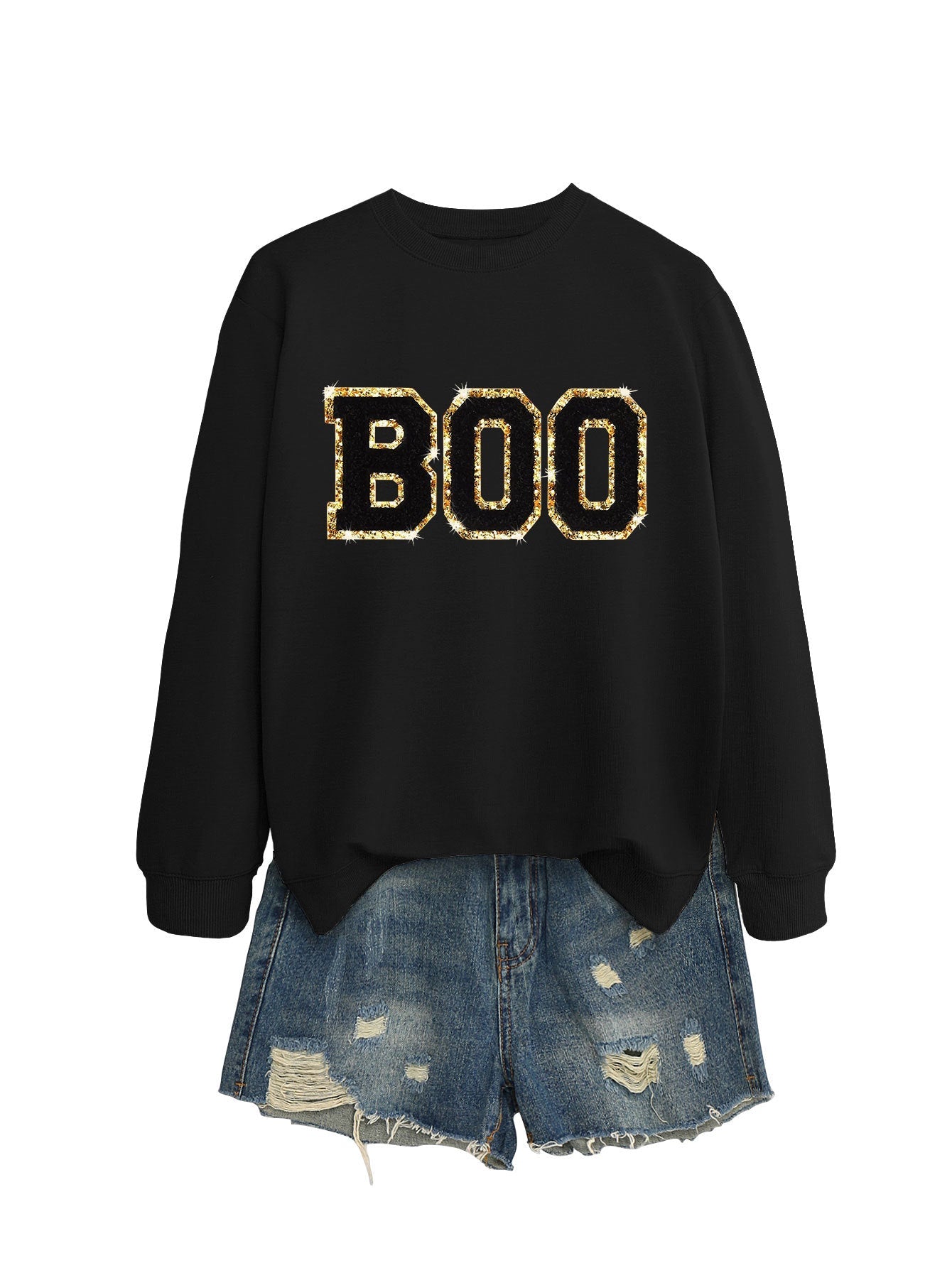 Damen Sweatshirt Glitzer Aufdruck Eveloria