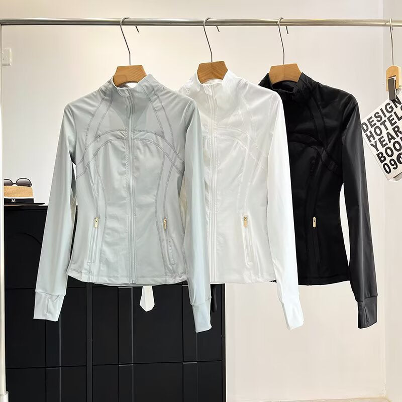 Damen Laufjacke Atmungsaktives Material Hochkragen Schwarz Eveloria - Eveloria