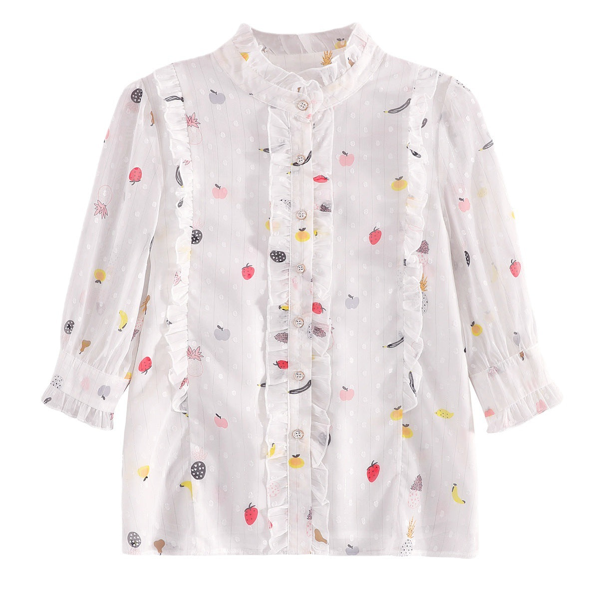 Damen Bluse Floralmuster Geraffte Ärmel