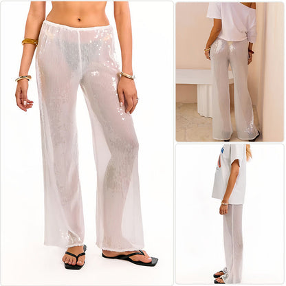 Damen Pailletten-Hose Chiffon Weit Eveloria - Eveloria
