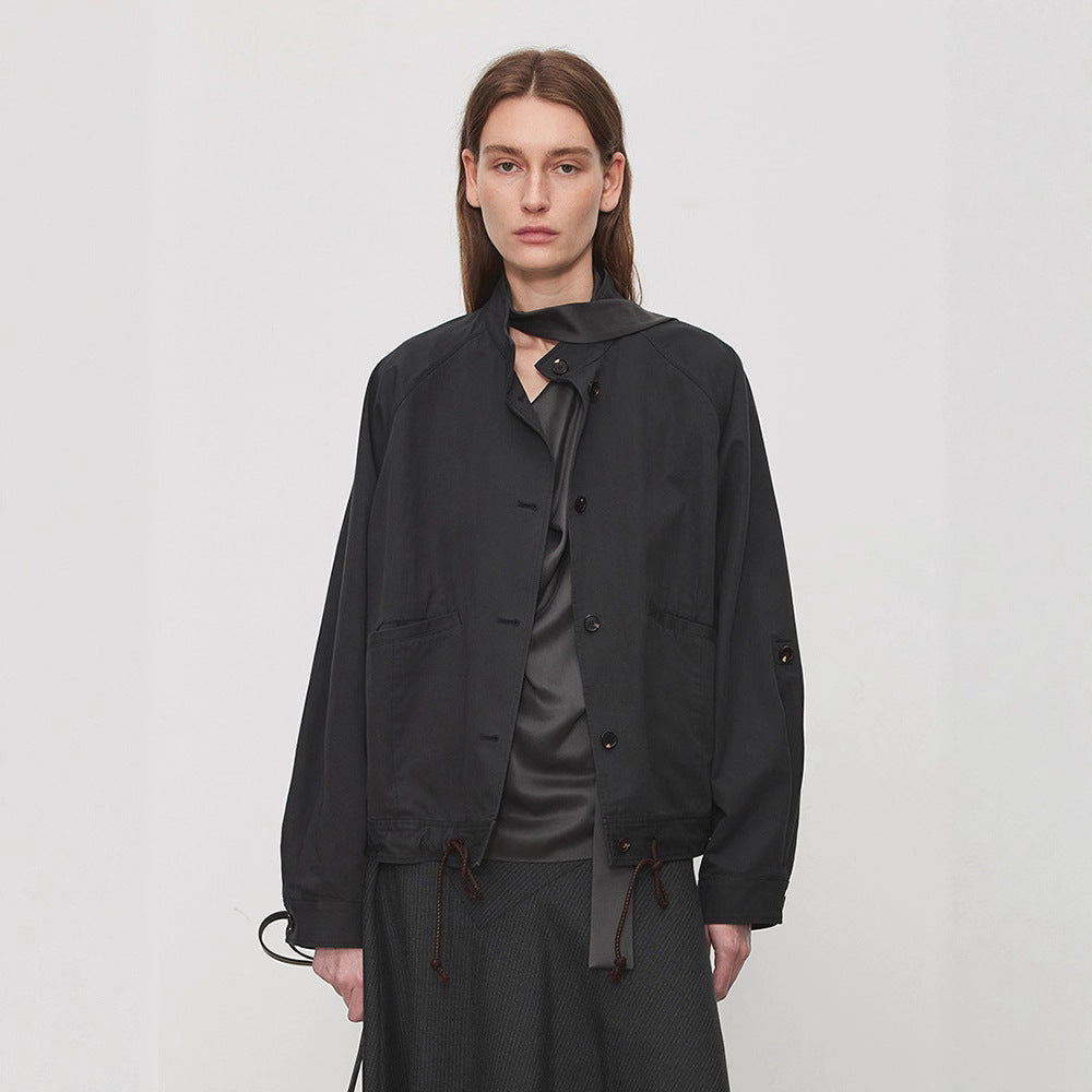 Damen Übergangsjacke mit Kapuze und verstellbarem Bund