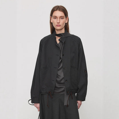 Damen Übergangsjacke mit Kapuze und verstellbarem Bund