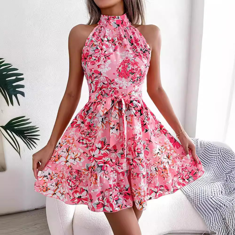 Damen Halterkleid Blumendesign Verspielter Rock Eveloria