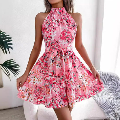 Damen Halterkleid Blumendesign Verspielter Rock Eveloria