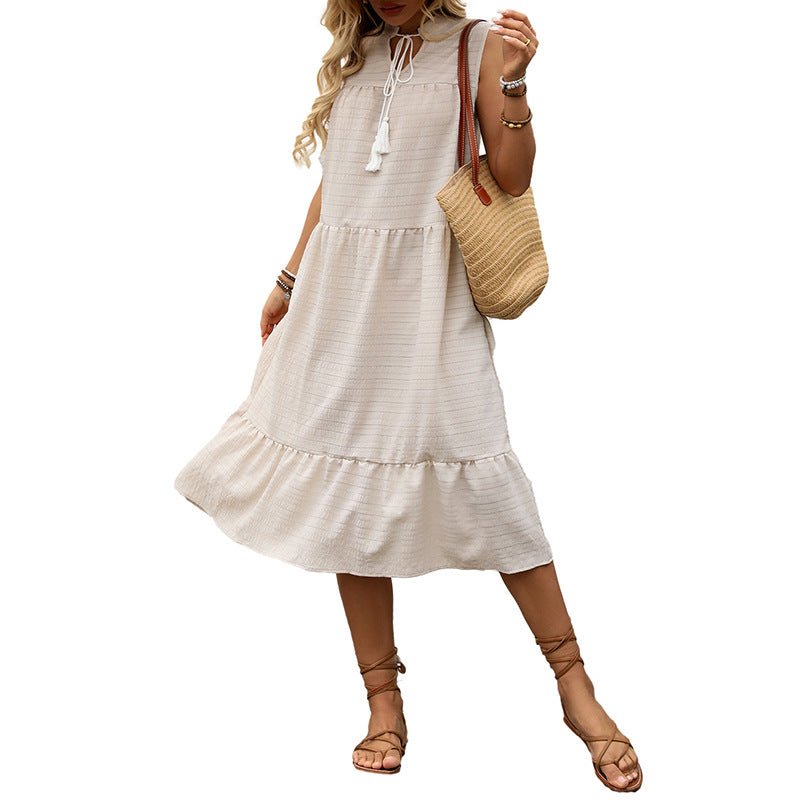 Damen Maxikleid Sommer Asymmetrischer Volant Bindegürtel Eveloria