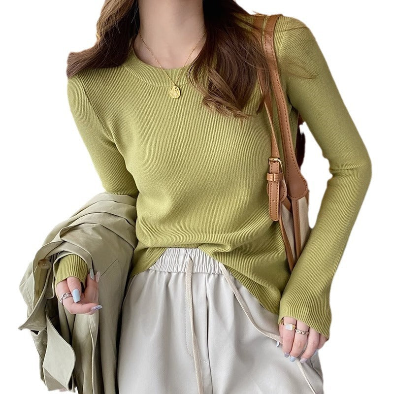 Damen Rippstrickpullover Enganliegend Rundhalsausschnitt Eveloria