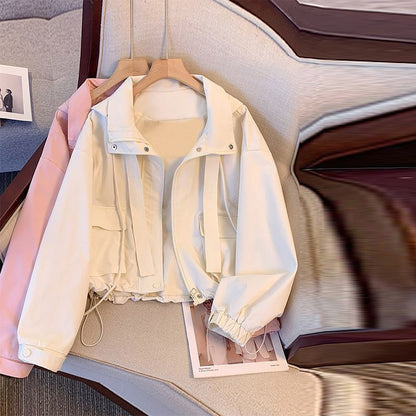 Damen Übergangsjacke Leicht Verstellbarer Bund Praktische Taschen