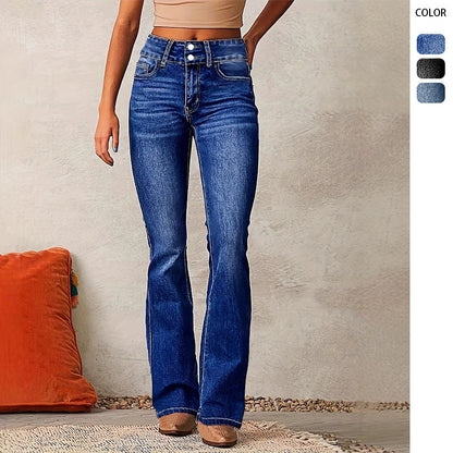 Damen Hochtaillierte Bootcut Jeans Eveloria - Eveloria