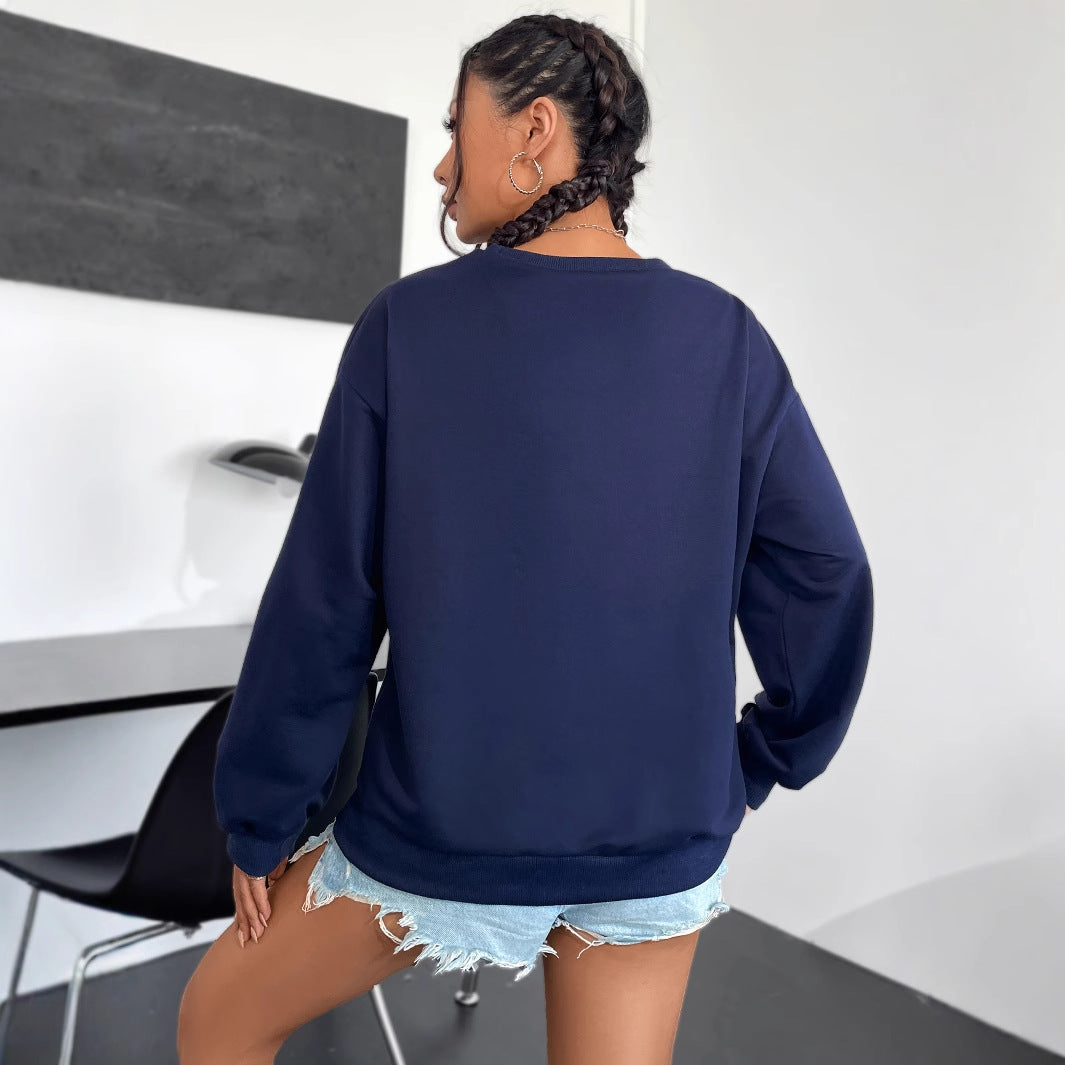 Damen Sweatshirt Bequem Lässig Mit Schriftzug Eveloria