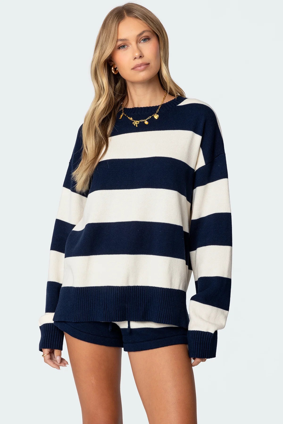 Damen Sweatpullover Shorts Set Eveloria Baumwolle Bequem