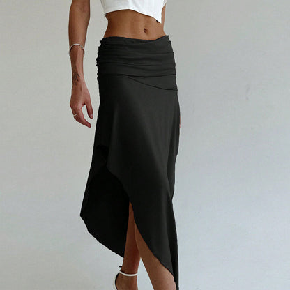 Damen Asymmetrischer Maxirock Elegante Raffung