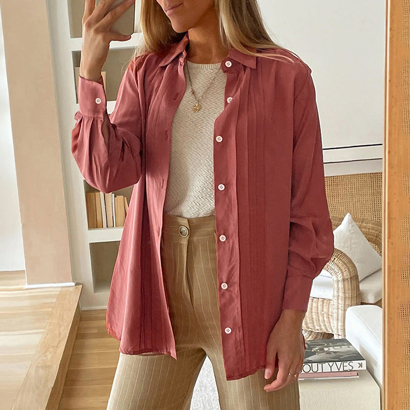 Damen Bluse Strukturiertes Design Elegante Knöpfe Eveloria