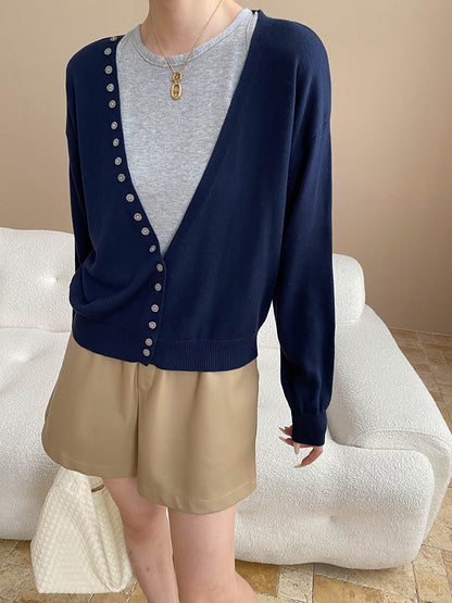 Damen Langarm-Cardigan mit Knöpfen Eveloria