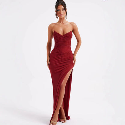 Damen Maxikleid Elegant Schnitt Schlitzdesign