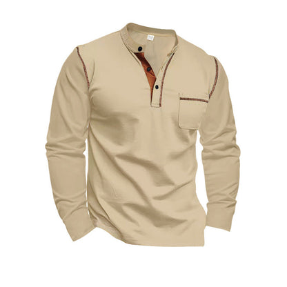 Herren Langarm-Shirt mit Kragen und Brusttasche Eveloria