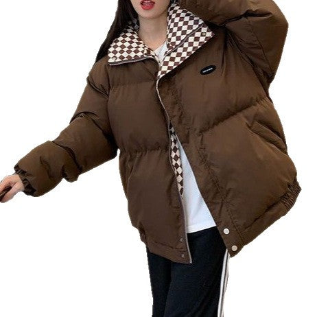 Damen Oversized Winterjacke Kariert Eveloria
