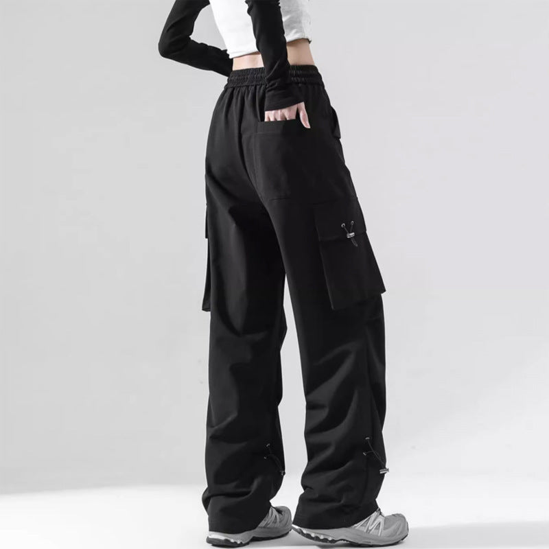 Damen Cargo-Hose mit Seitentaschen und verstellbarem Bund