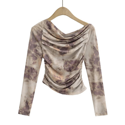 Damen Longsleeve- Gerafft Elastisch Eveloria