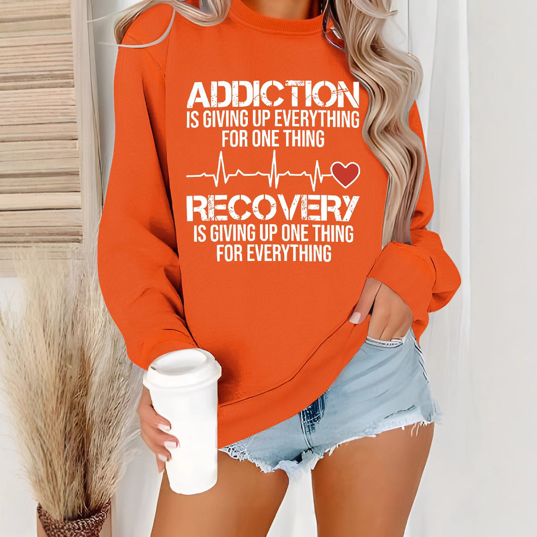 Damen Sweatshirt Lässiger Schnitt Inspirierender Druck Grau - Eveloria