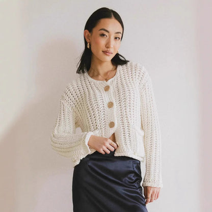 Damen Strickjacke Kuschelig Mit Taschen Goldfarben