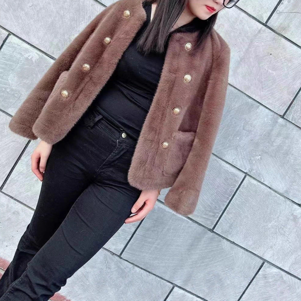 Damen Softjacke Elegant Knöpfe Eveloria