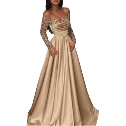 Damen Abendkleid mit Schimmer-Oberteil und Taillenschnitt