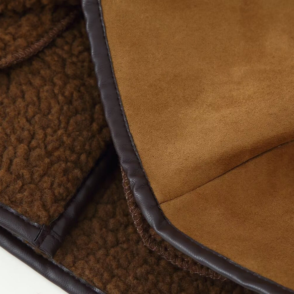 Damen Kunstlederjacke Kapuze Warmfutter Eveloria
