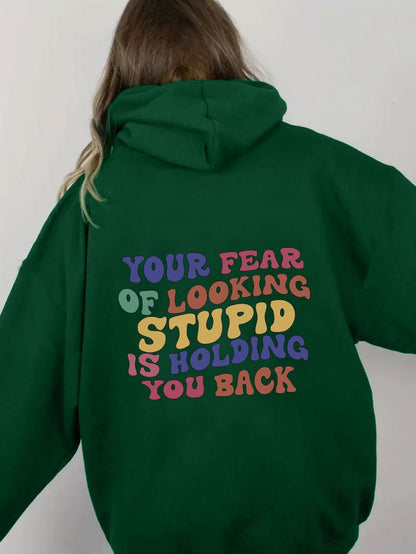 Damen Kapuzenpullover Inspirierender Statement-Druck