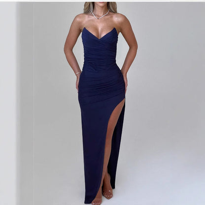 Damen Maxikleid Elegant Schnitt Schlitzdesign