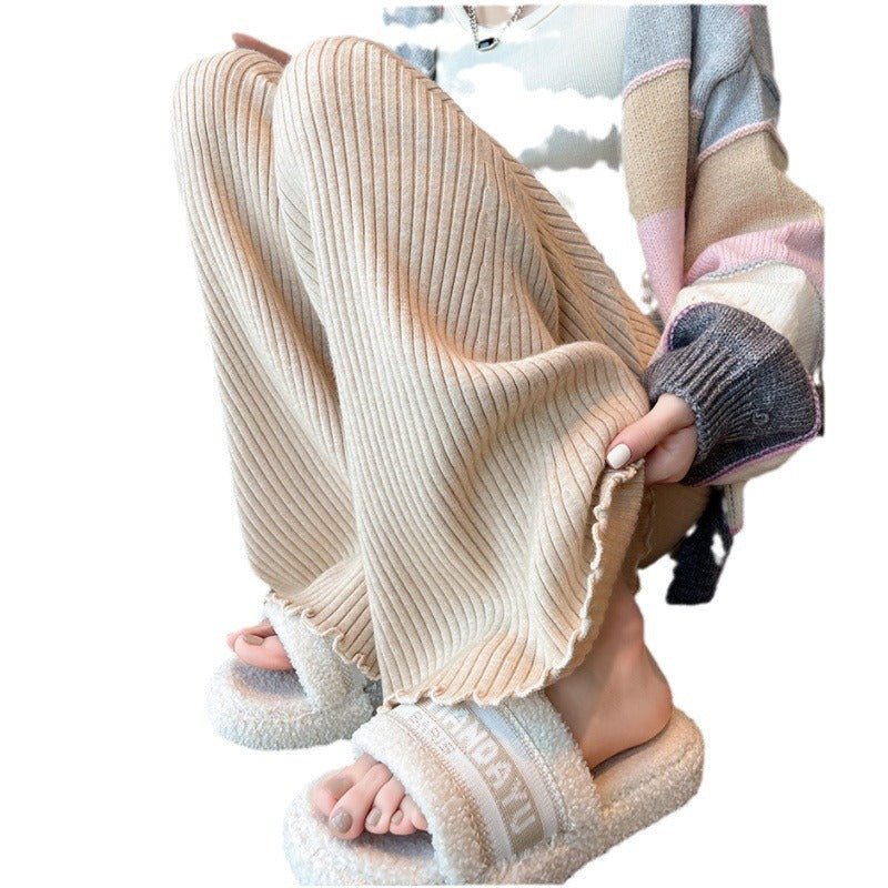 Damen Strickhose Weit Elastischer Bund Bequem Eveloria