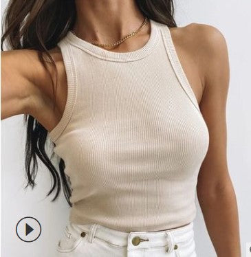 Damen Cropped Rippstruktur Breite Träger Eveloria