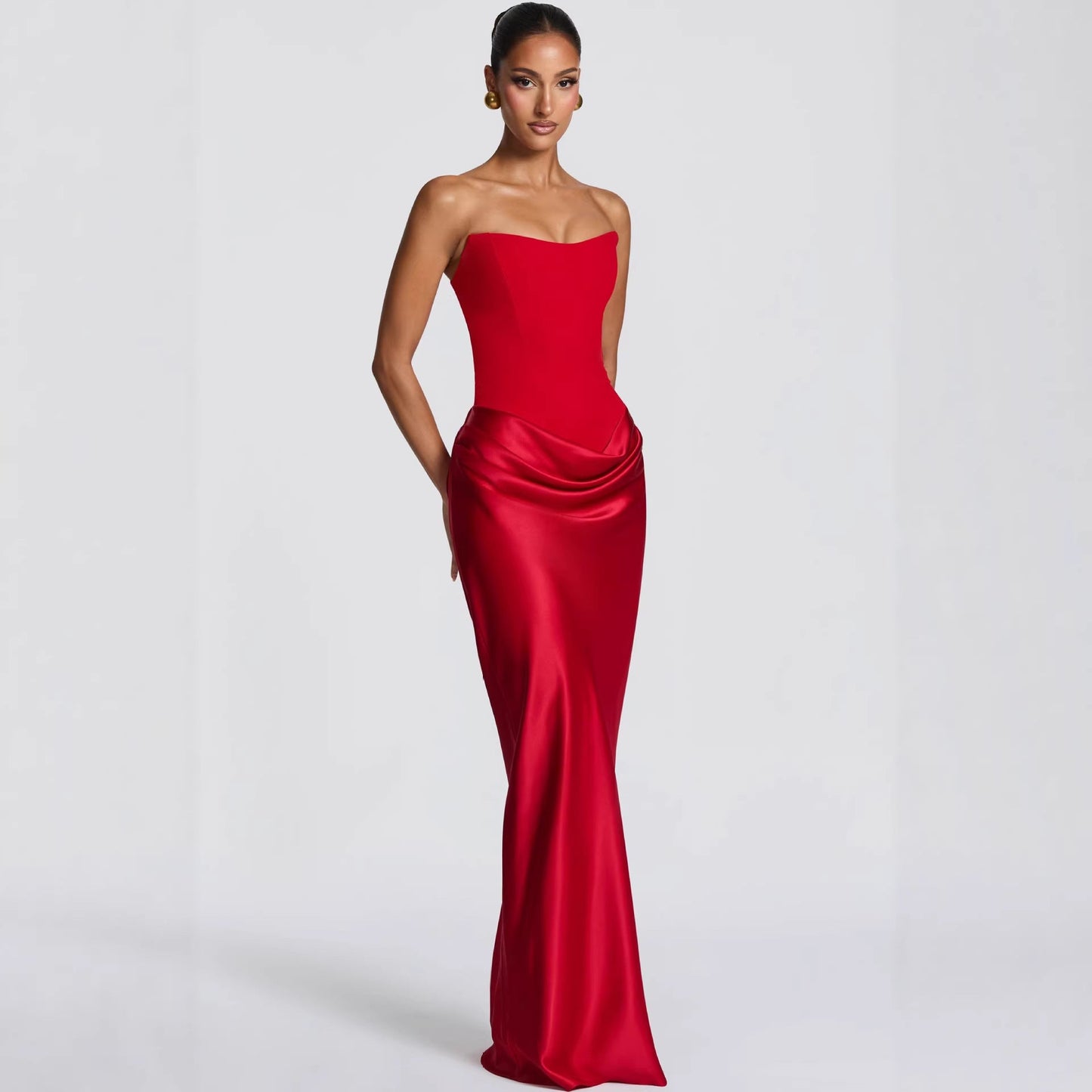 Damen Abendkleid Schulterfrei Elegant Schlitz Eveloria