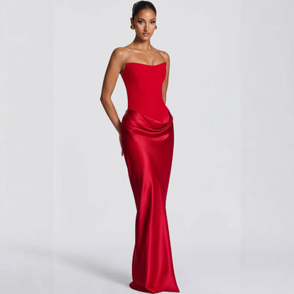 Damen Abendkleid Schulterfrei Elegant Schlitz Eveloria