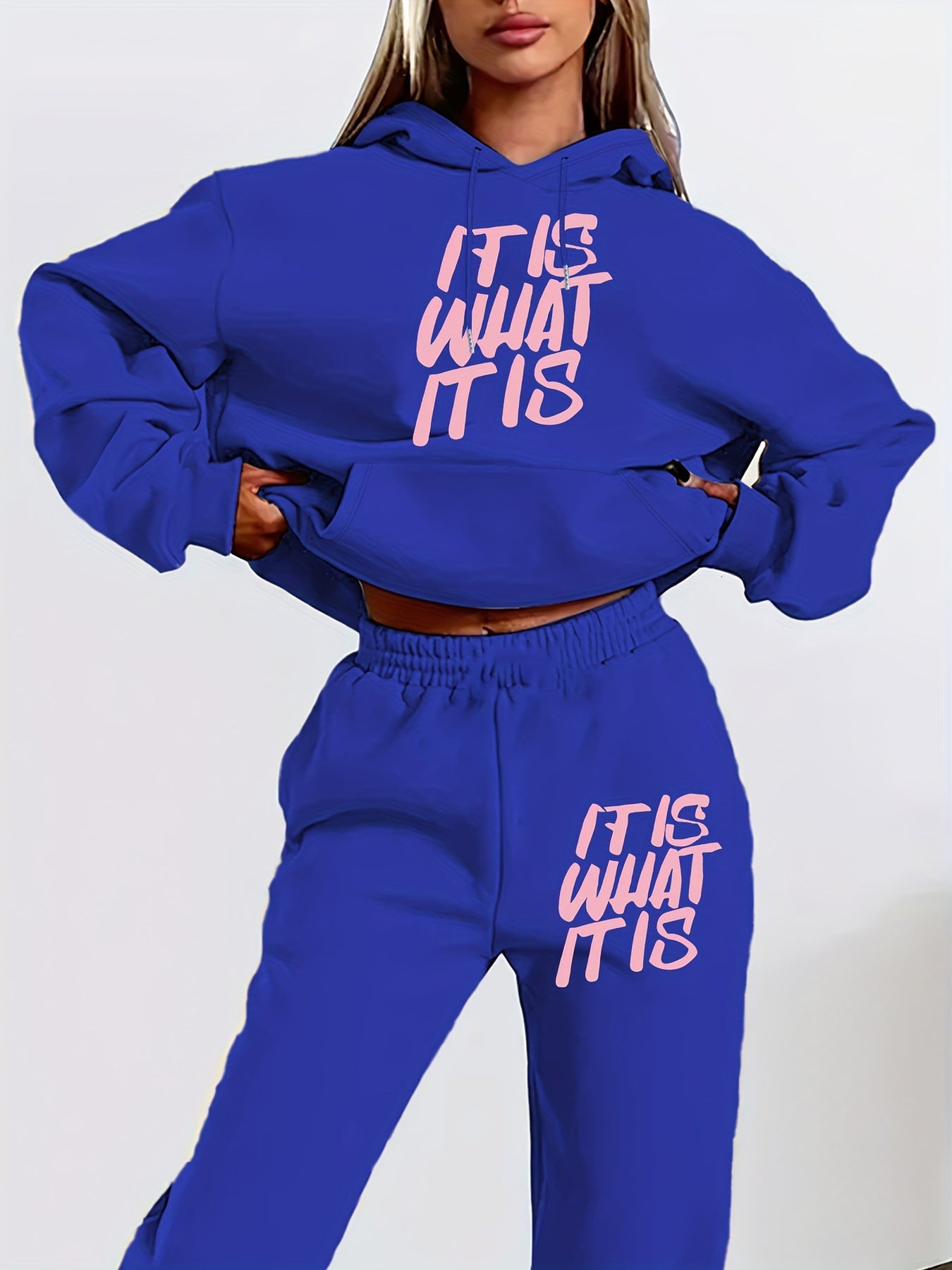 Damen Jogginganzug Statement-Print Lässiger Schnitt