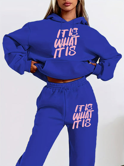 Damen Jogginganzug Statement-Print Lässiger Schnitt